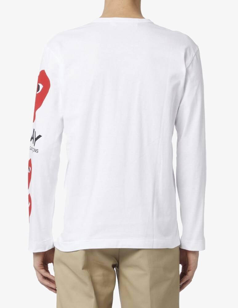 Comme Des Garçons Play Maglietta 3 Cuori Maniche Lunghe A Righe
