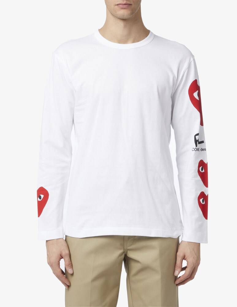 Comme des Garçons Play Maglietta 3 cuori maniche lunghe a righe