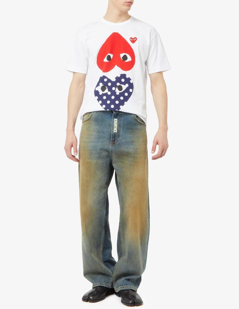 Comme Des Garçons Play Maglietta Doppio Cuore Pois