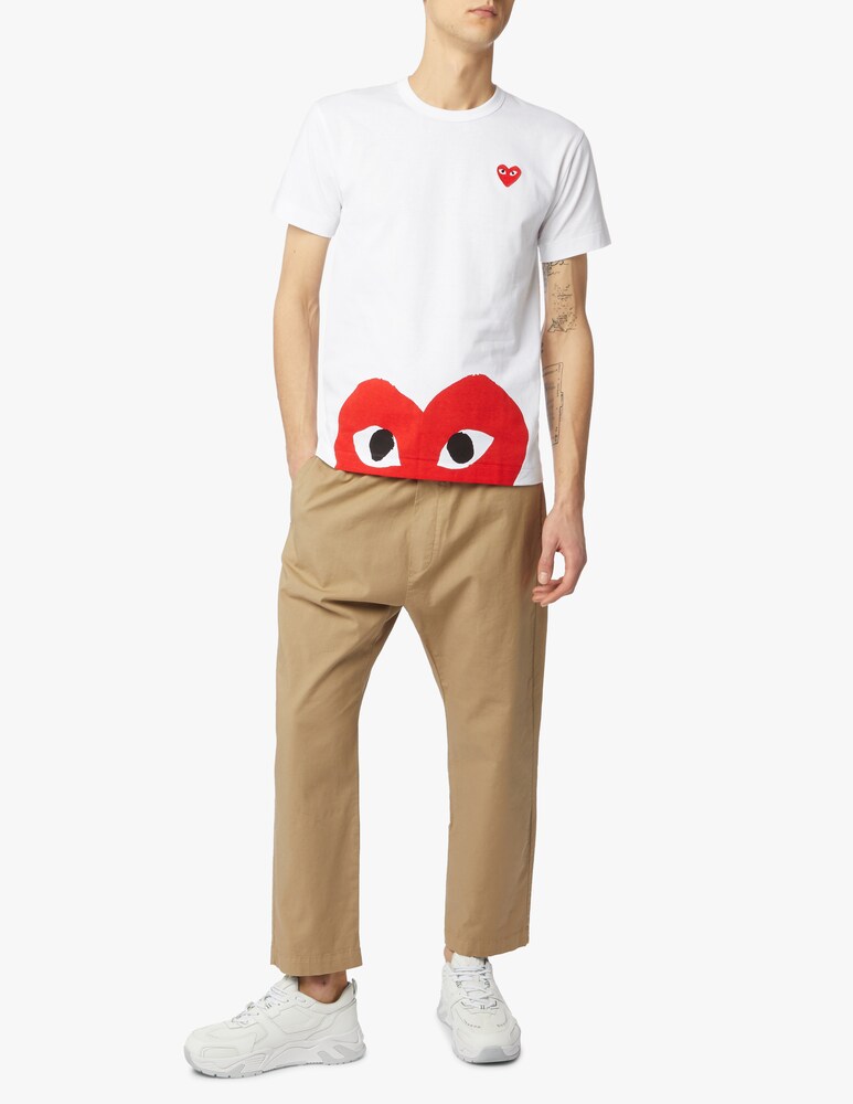 Comme Des Garçons Play T-shirt Con Stampa A Cuore Sul Fondo