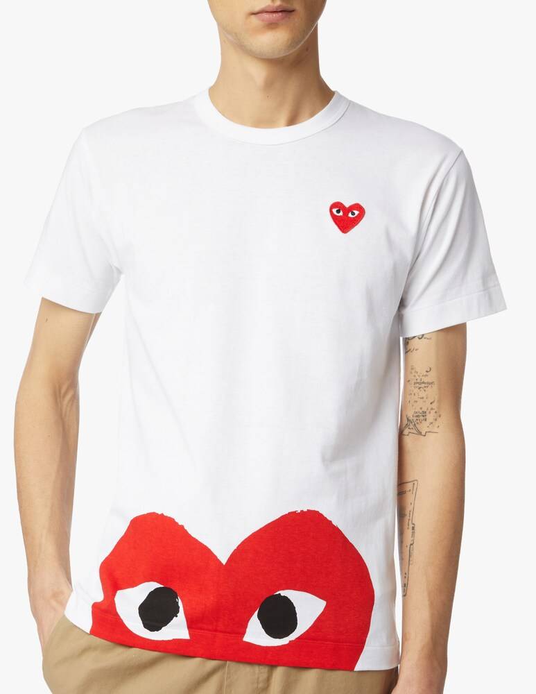 Comme Des Garçons Play T-shirt Con Stampa A Cuore Sul Fondo