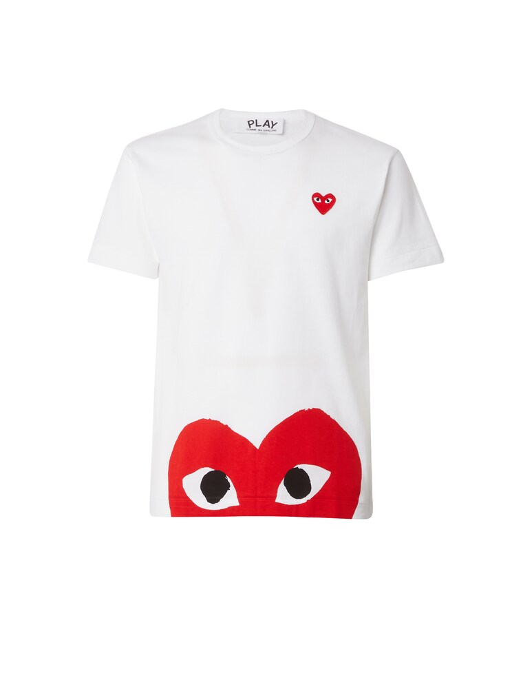 Comme Des Garçons Play T-shirt Con Stampa A Cuore Sul Fondo