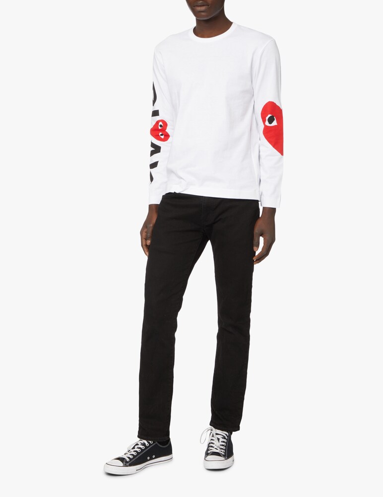Comme Des Garçons Play T-shirt Maniche Lunghe Stampa A Cuore Sulla Manica