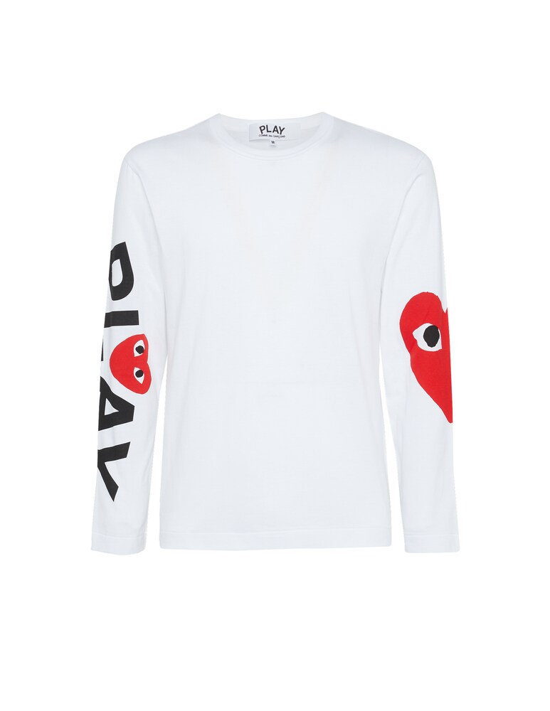 Comme Des Garçons Play T-shirt Maniche Lunghe Stampa A Cuore Sulla Manica