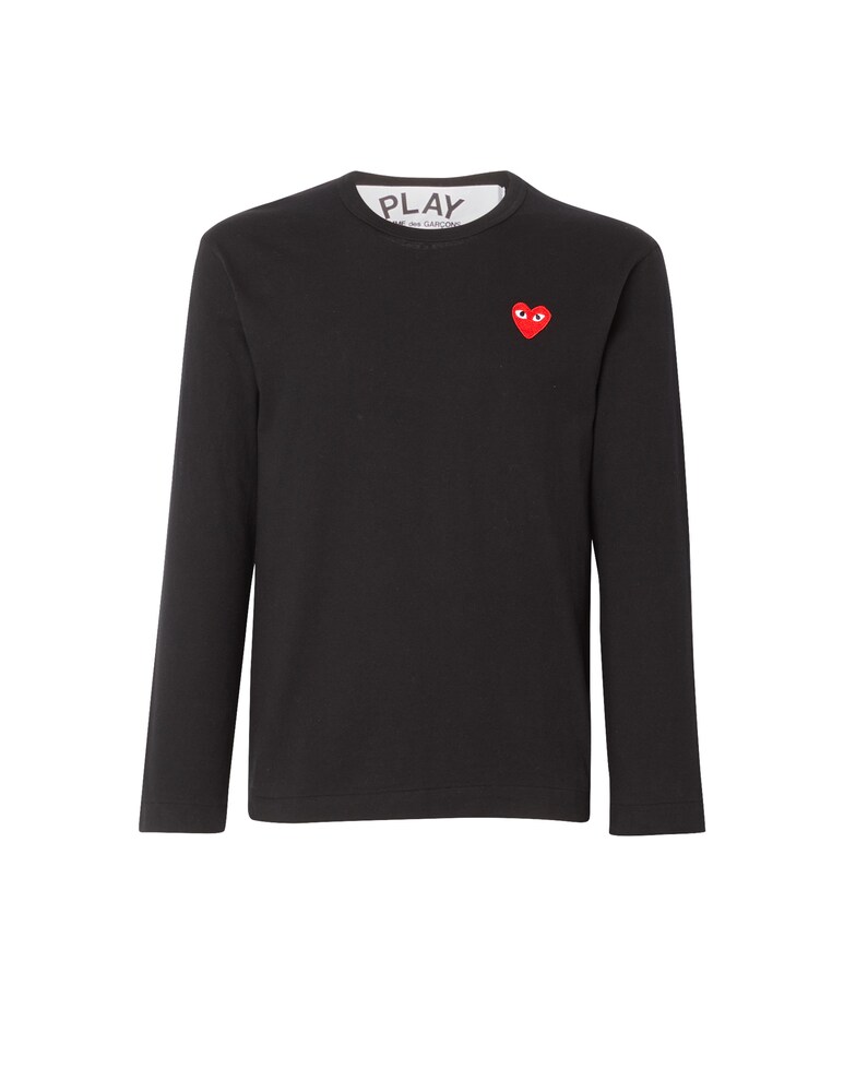 Comme Des Garçons Play T-shirt Play Maniche Lunghe Con Logo A Cuore Piccolo