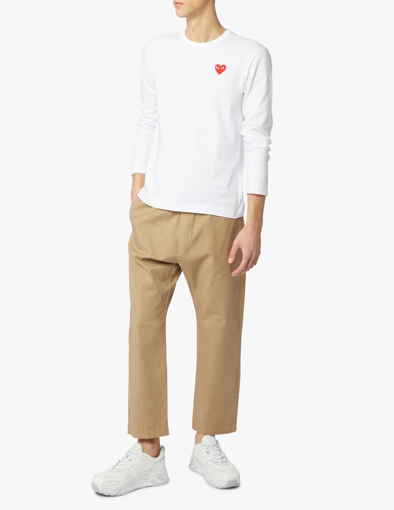 Comme Des Garçons Play T-shirt Play Maniche Lunghe Logo A Cuore Piccolo