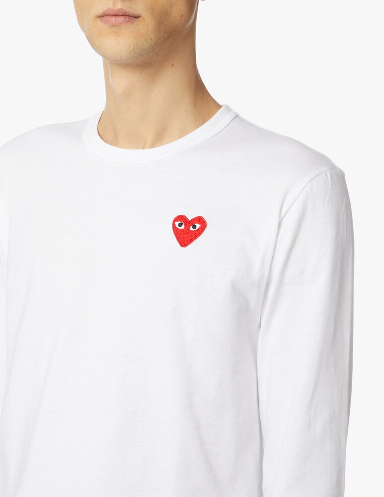 Comme Des Garçons Play T-shirt Play Maniche Lunghe Logo A Cuore Piccolo