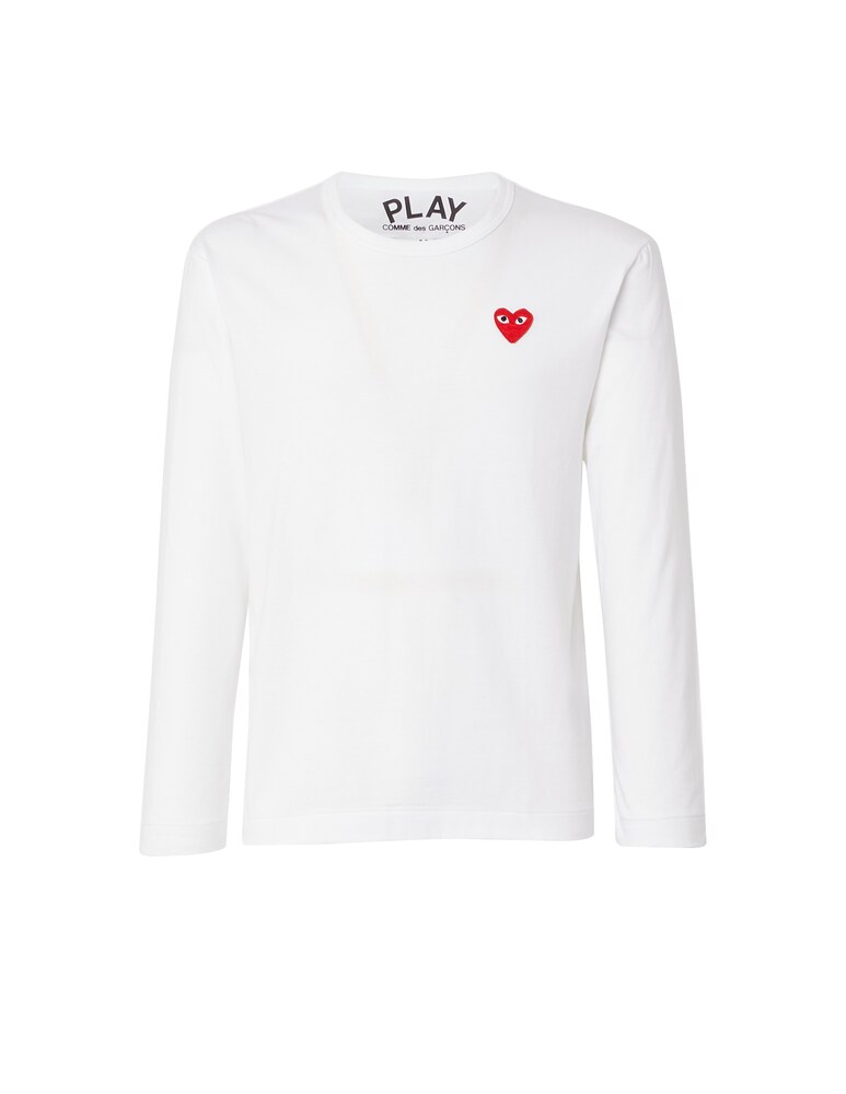 Comme Des Garçons Play T-shirt Play Maniche Lunghe Logo A Cuore Piccolo