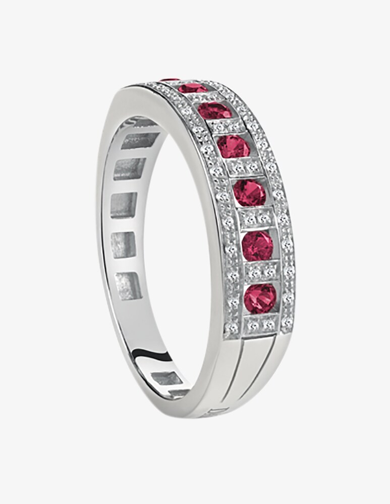 Damiani Anello Belle Époque con diamanti e rubini 0.3 Ct