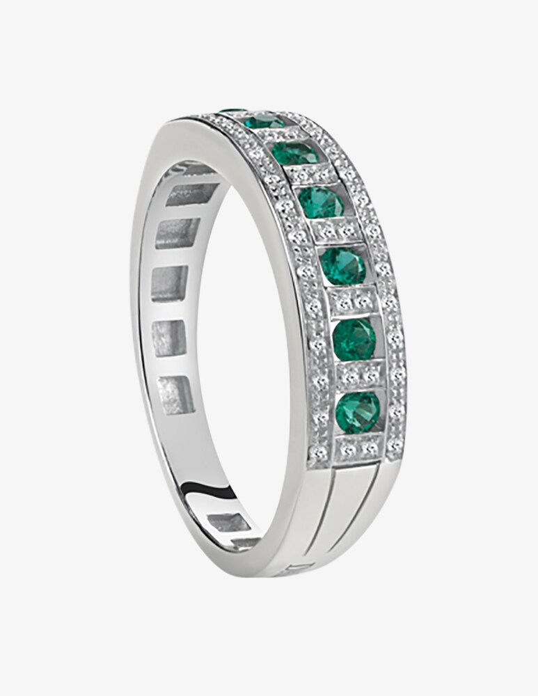 Damiani Anello Belle Époque con diamanti e smeraldi 0.21 Ct