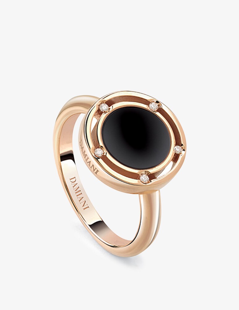 Damiani Anello D.Side in oro rosa con onice e diamanti