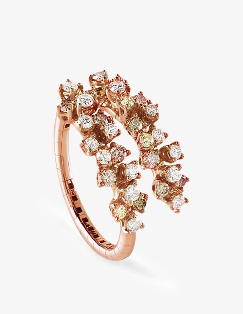 Damiani Anello Mimosa con diamanti bianchi e marrone