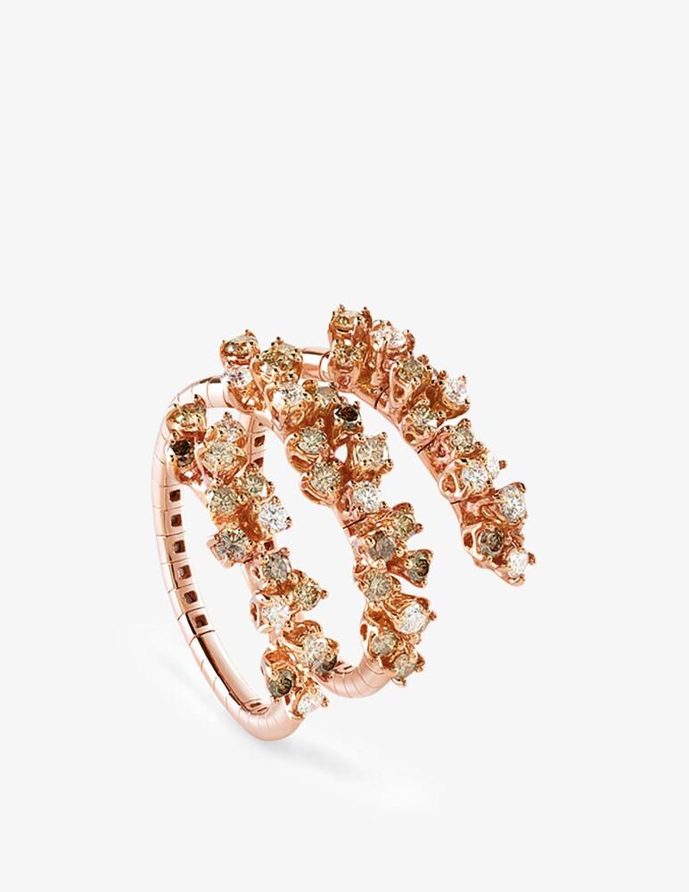 Damiani Anello Mimosa con diamanti bianchi e marrone