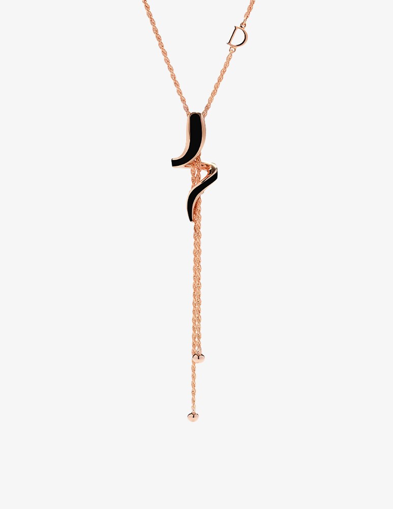 Damiani Collana Eden in oro rosa con ceramica nera e diamante