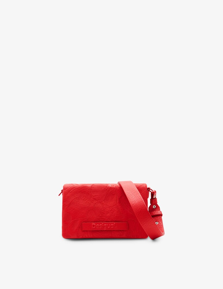 Desigual Borsa a tracolla M con fiori ricamati