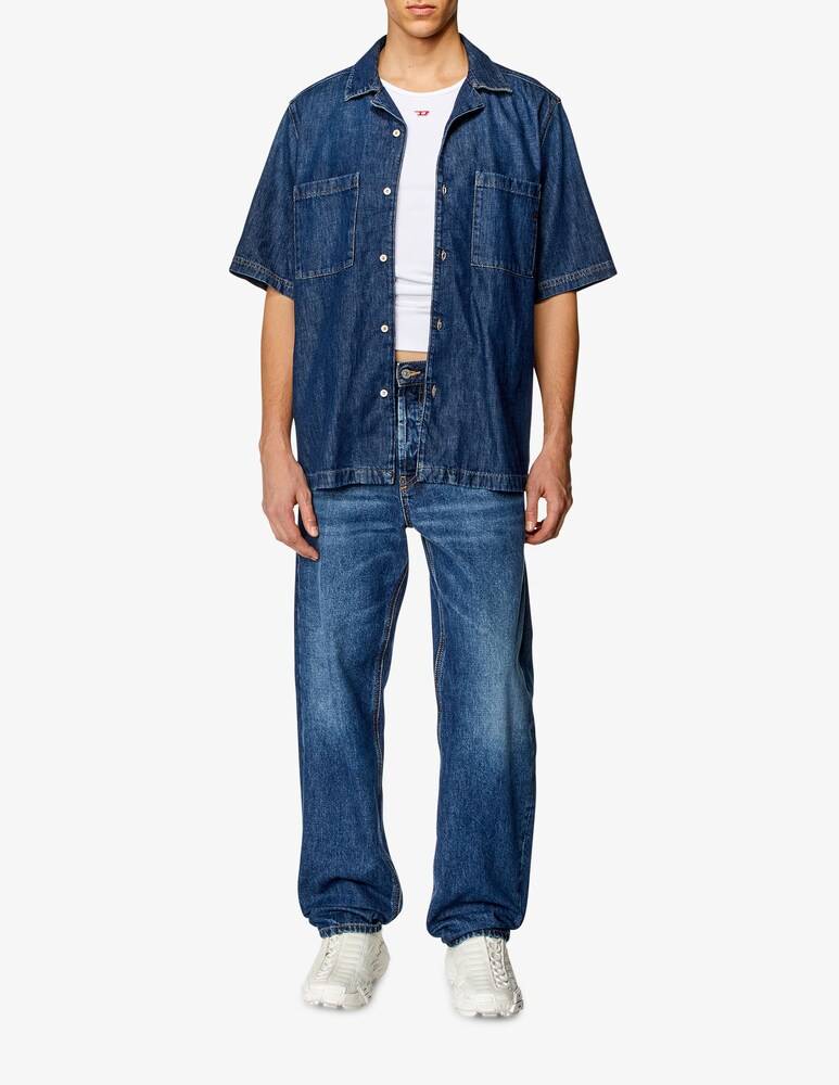 Diesel Camicia Maniche Corte Denim Paroshort Tasche