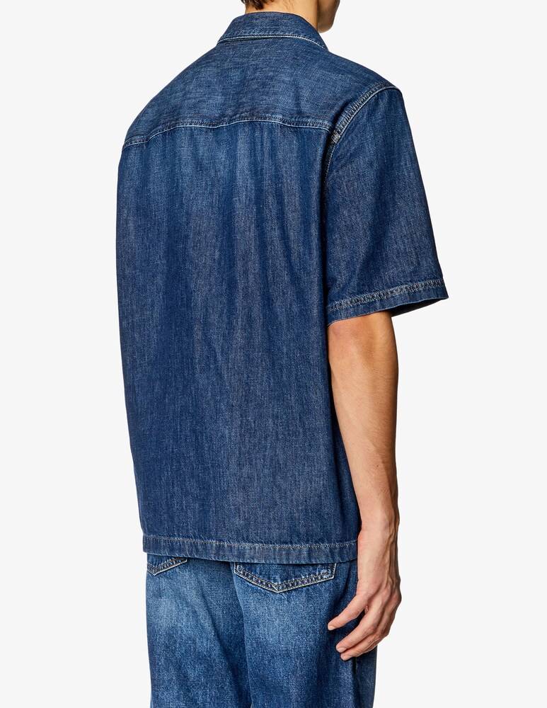 Diesel Camicia Maniche Corte Denim Paroshort Tasche