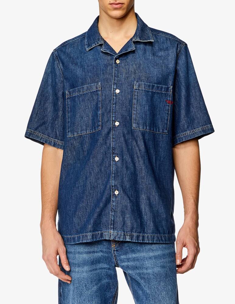Diesel Camicia Maniche Corte Denim Paroshort Tasche