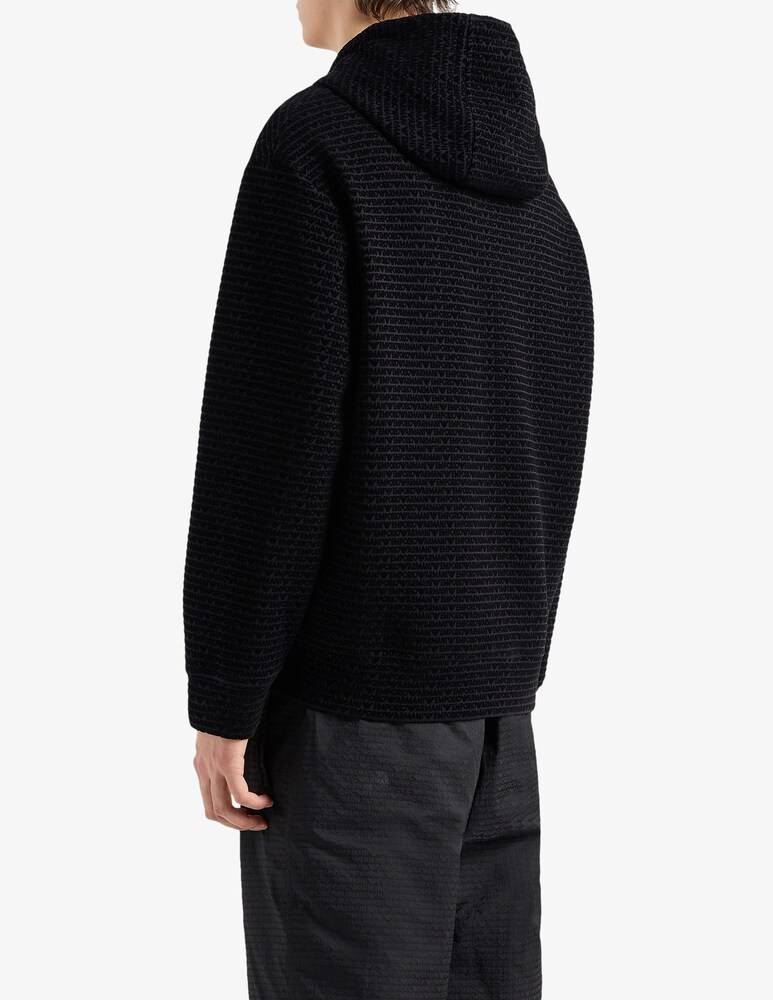 Emporio Armani Felpa Con Cappuccio Lettering All Over Flock