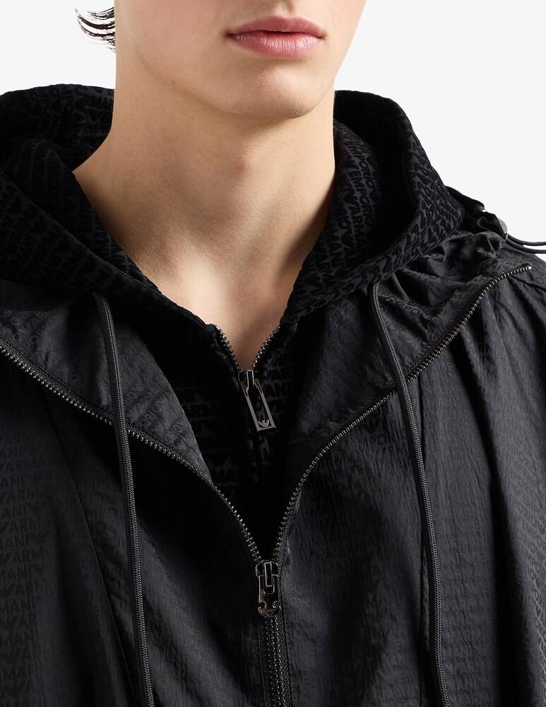 Emporio Armani Felpa Con Cappuccio Lettering All Over Flock