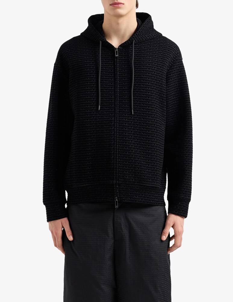 Emporio Armani Felpa con cappuccio lettering all over flock