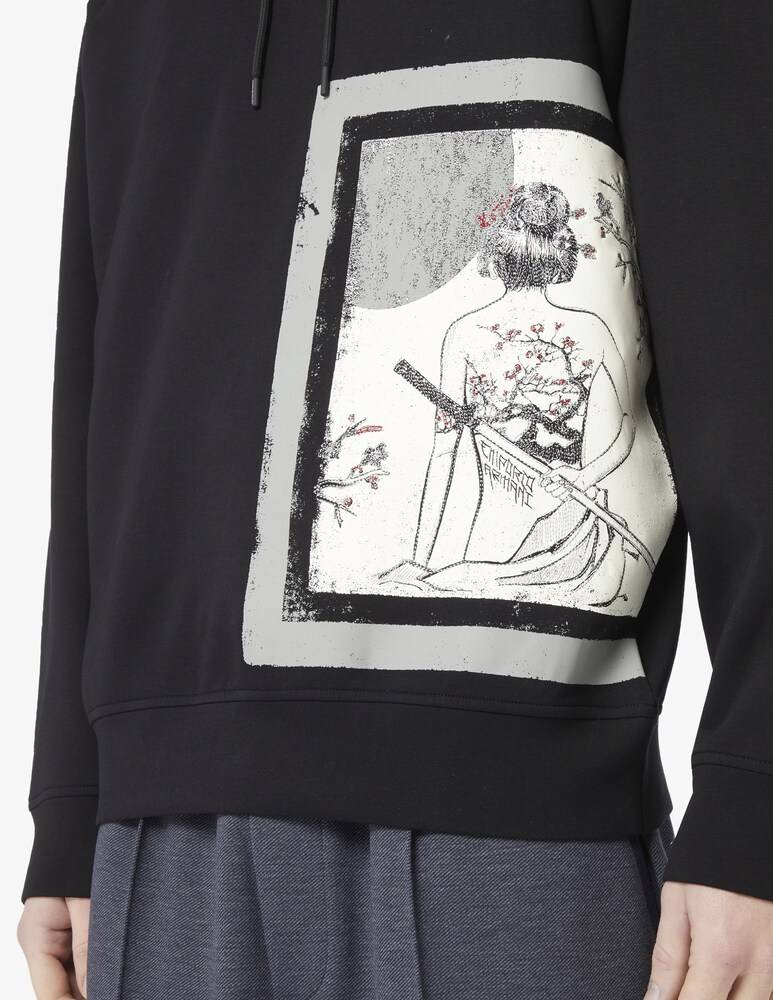 Emporio Armani Felpa Con Cappuccio Stampa Geisha
