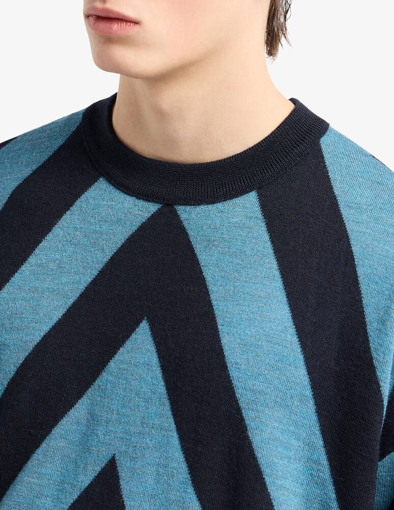 Emporio Armani Maglia In Lana Jacquard Chevron