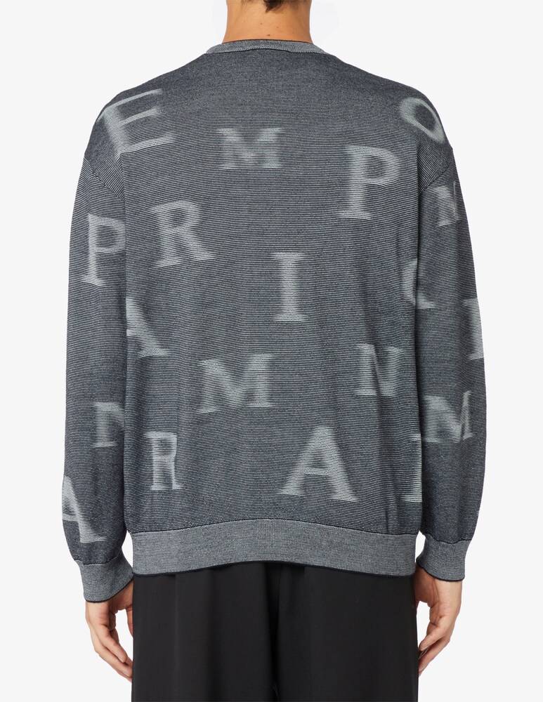 Emporio Armani Maglia In Lana Lettere All Over