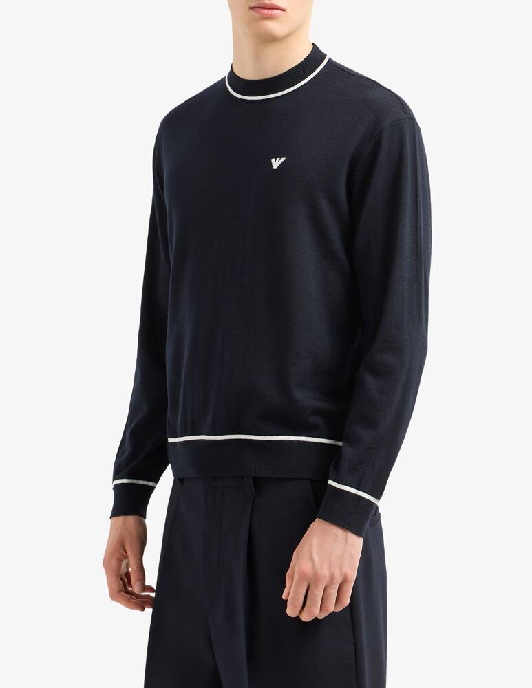 Emporio Armani Maglia in lana profili aquila