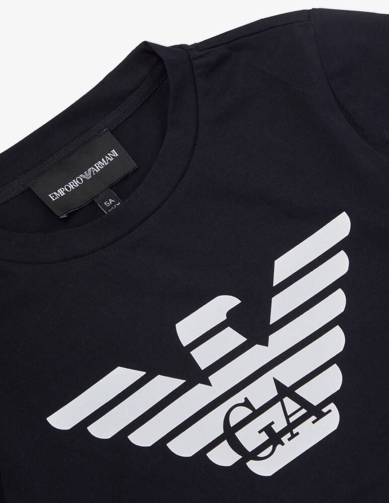 Emporio Armani Maglietta Girocollo Con Logo - Blu