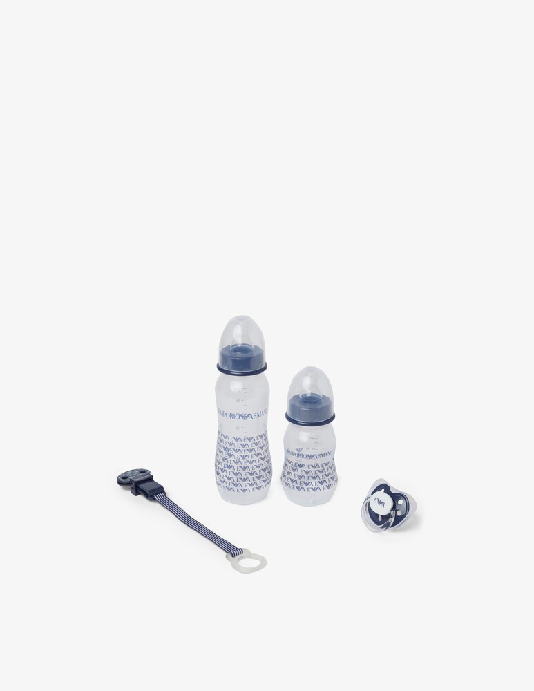 Emporio Armani Set composto da 2 biberon con ciuccio e clip