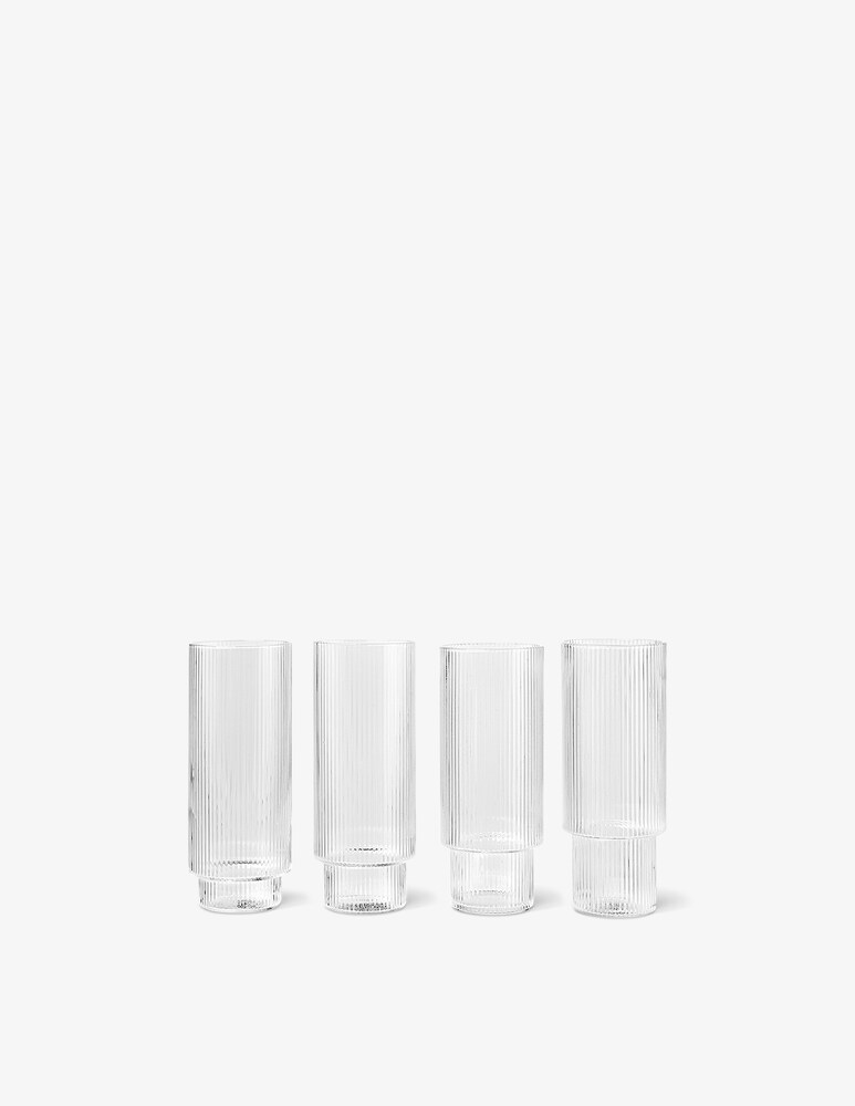 Ferm Living Ripple Bicchieri Long Drink - Set da 4 - Trasparente
