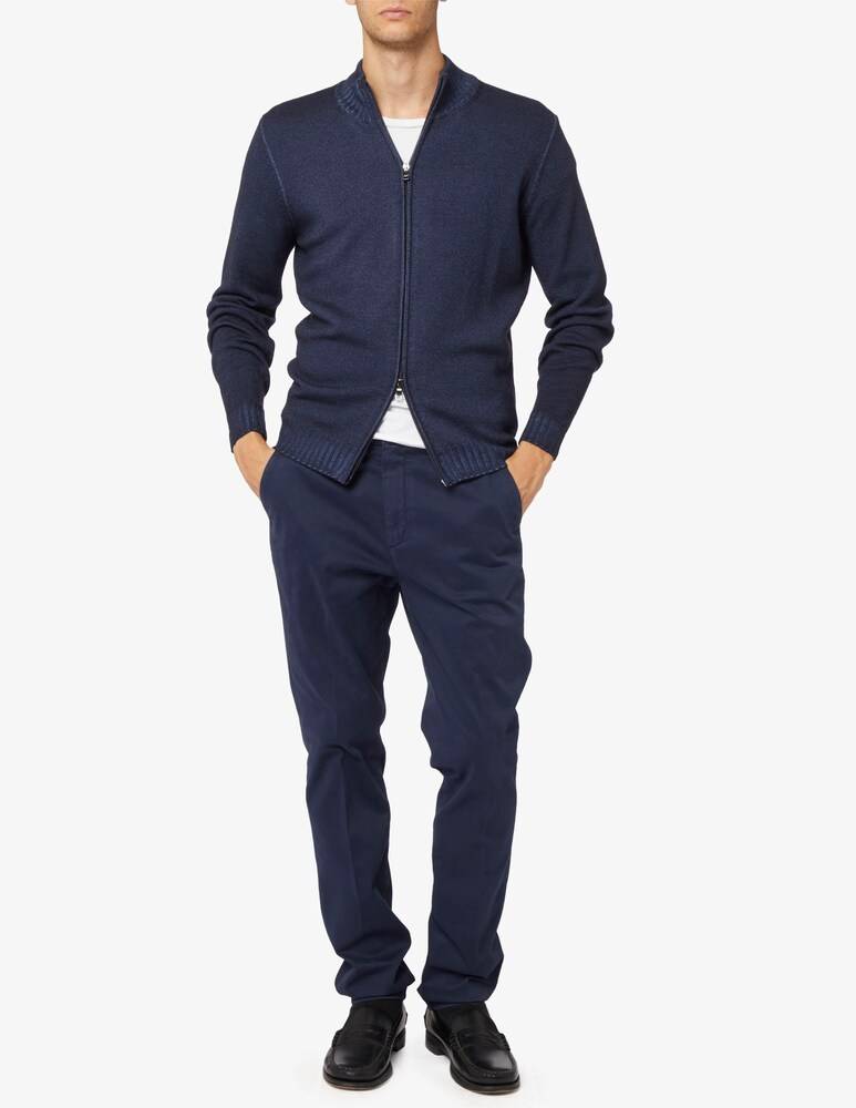 Ferrante Maglia Con Zip In Lana Merino Fin 7 Lavato