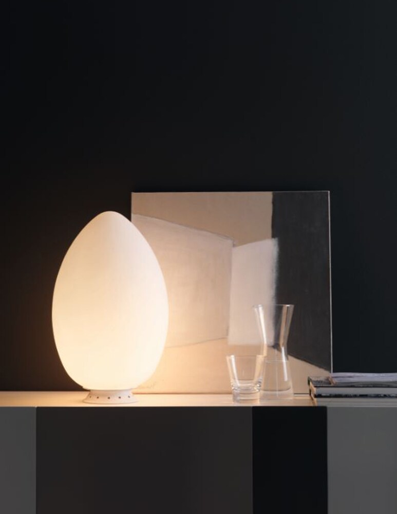 Fontana Arte Uovo Lampada Da Tavolo Media - Bianco