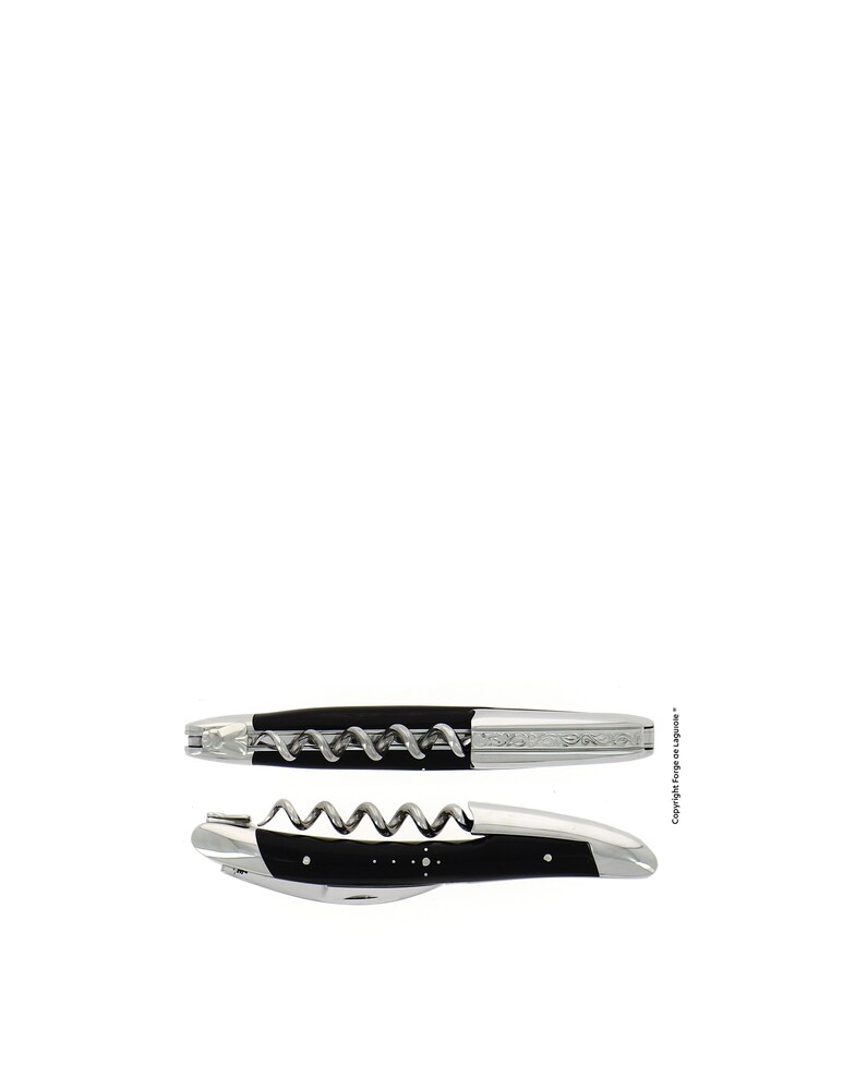 Forge De Laguiole Coltello Da Sommelier Manico In Corno Con Custodia In Pelle - Nero