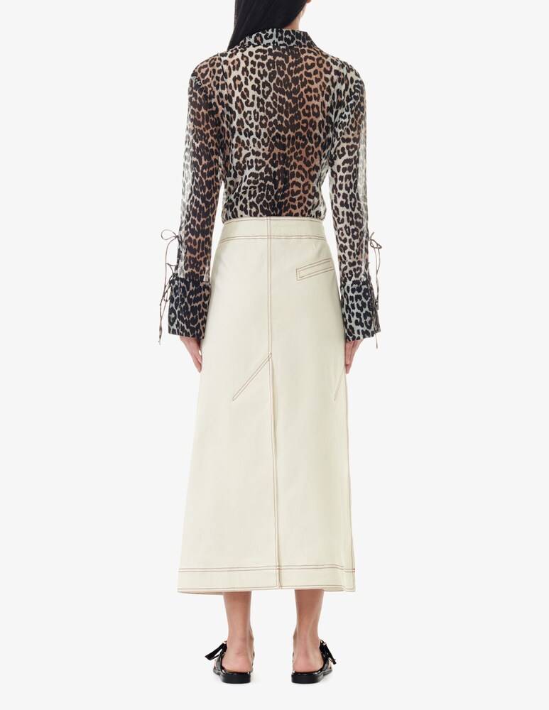 Ganni Camicia Slim In Chiffon Stampato