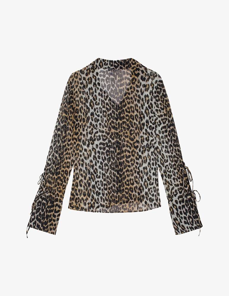 Ganni Camicia Slim In Chiffon Stampato