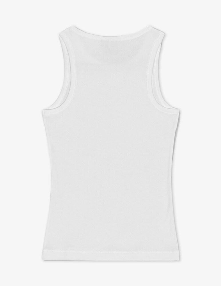 Ganni Canotta In Morbido Cotone A Coste