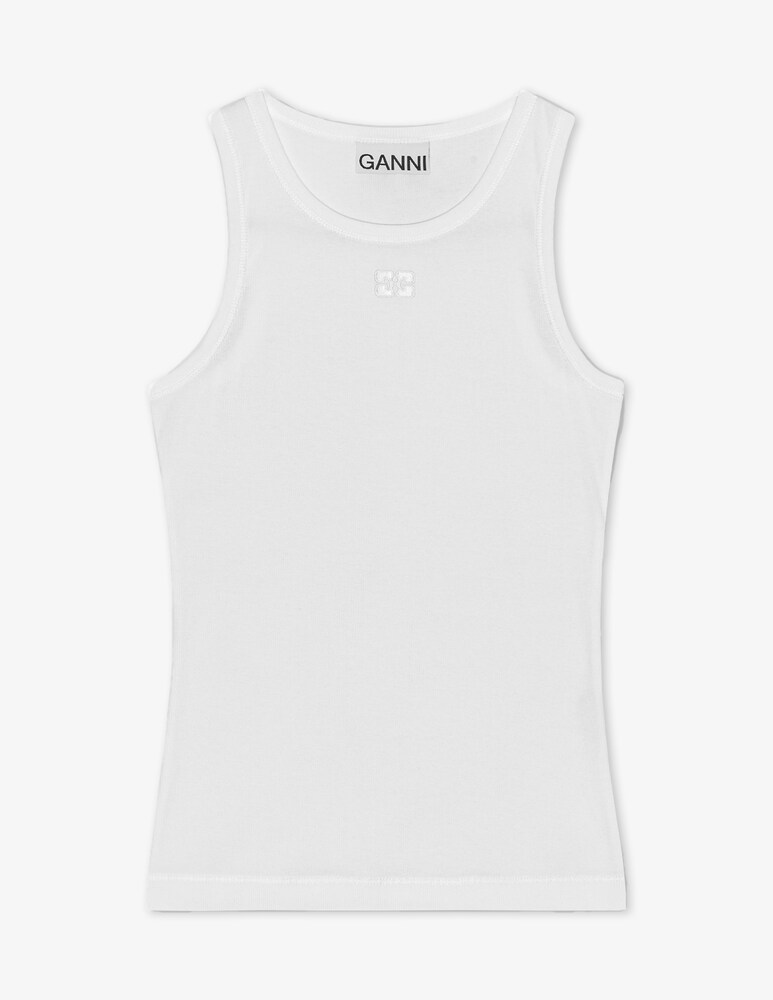Ganni Canotta in morbido cotone a coste