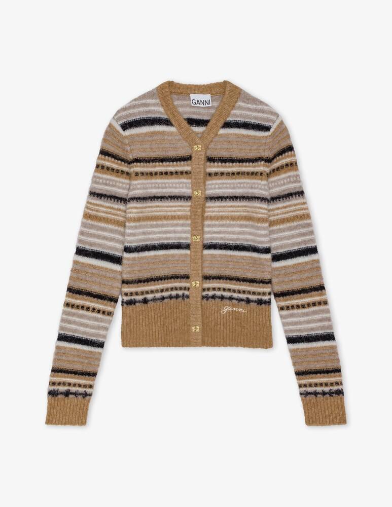 Ganni Cardigan a righe in morbida lana