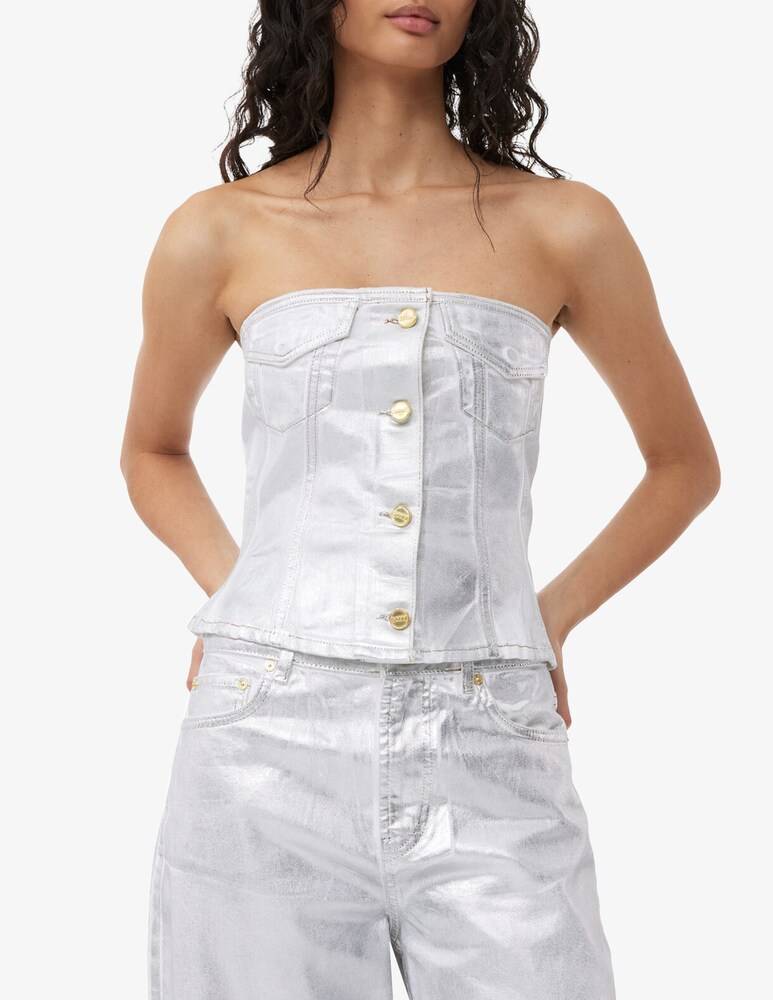 Ganni Corpetto in denim laminato