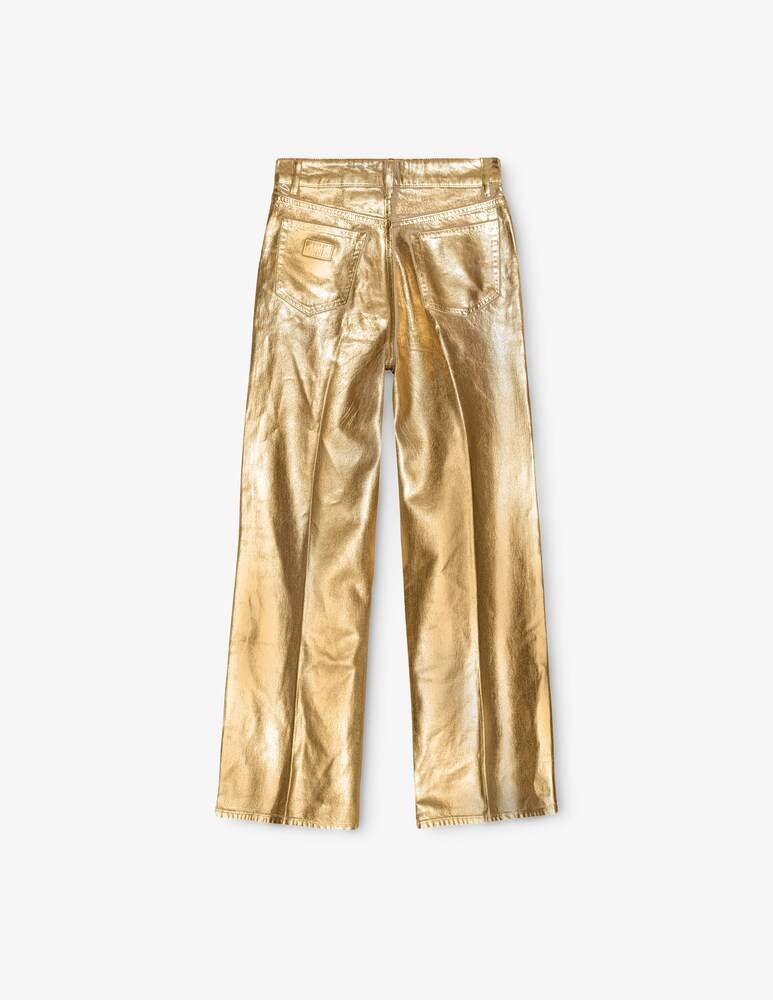 Ganni Jeans Larghi In Denim Laminato