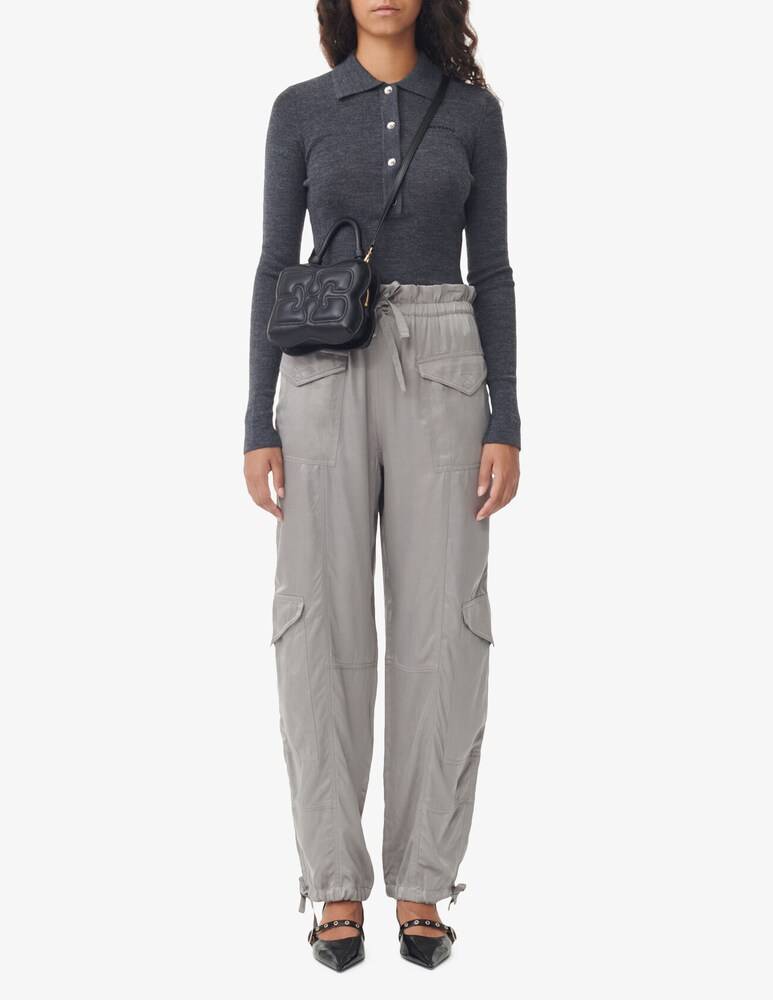 Ganni Pantaloni In Raso Lavato