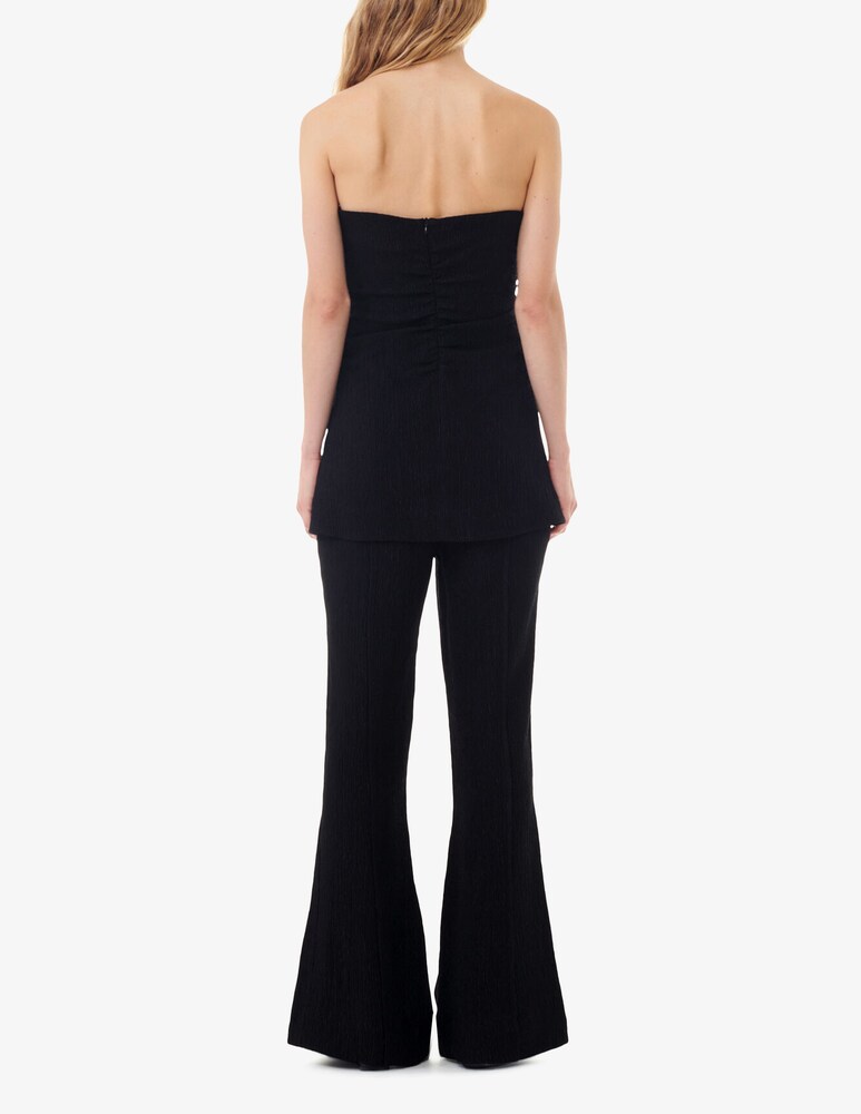 Ganni Pantaloni Svasati In Crêpe Di Viscosa Stretch