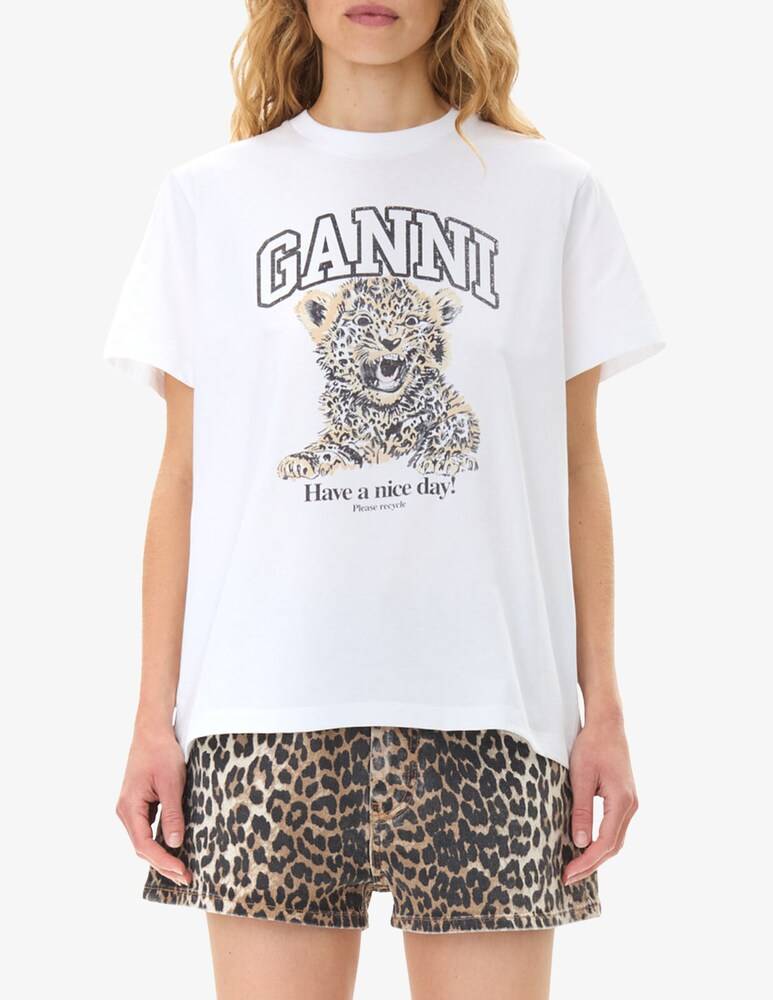 Ganni T-shirt in cotone leopardata