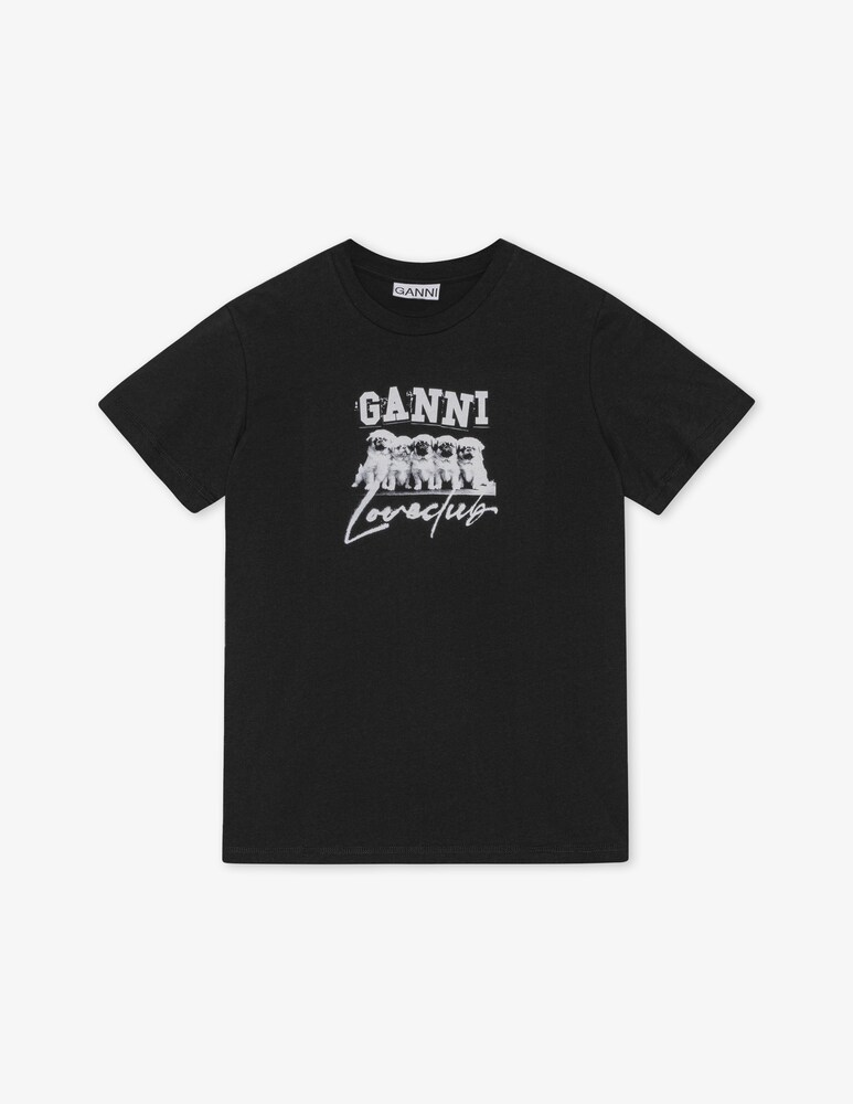 Ganni T-shirt in jersey sottile Puppy love