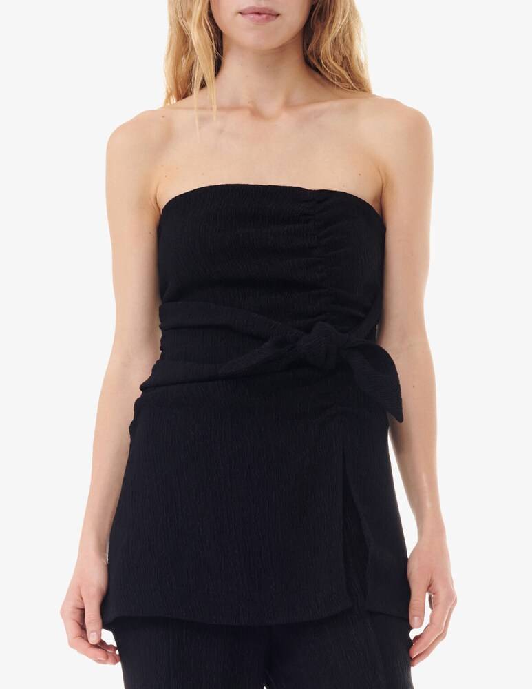 Ganni Top senza spalline in crêpe di viscosa stretch