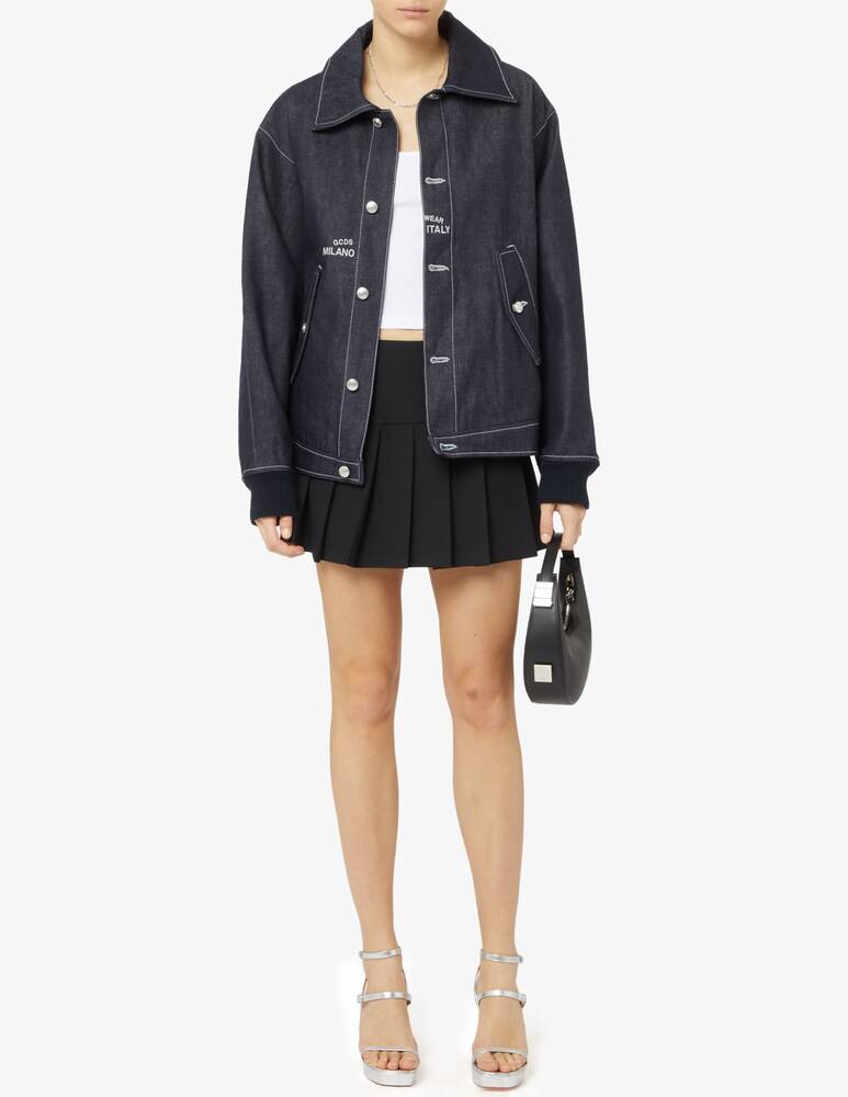 GCDS Bomber In Denim Grezzo Con Colletto
