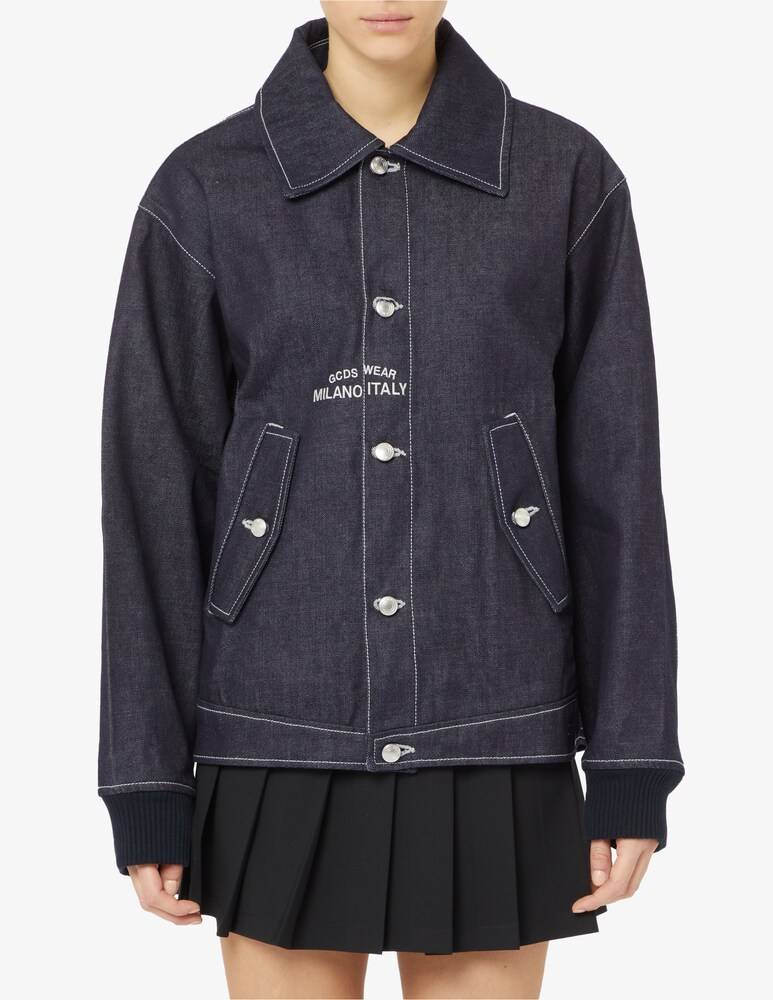 GCDS Bomber in denim grezzo con colletto