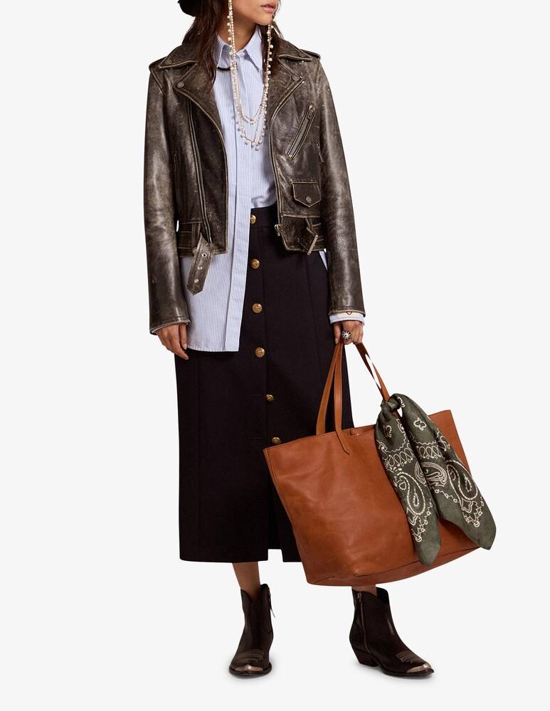 Golden Goose Giacca In Pelle Biker Distressed - Nero